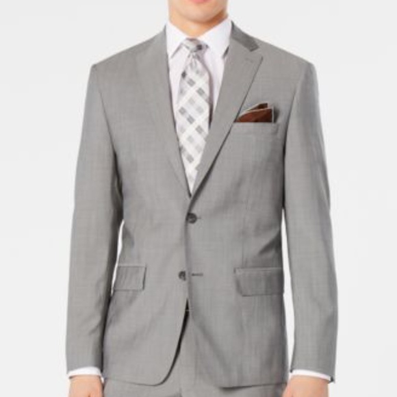 DKNY Mens Modern-Fit Stretch Light Light Grey 38S